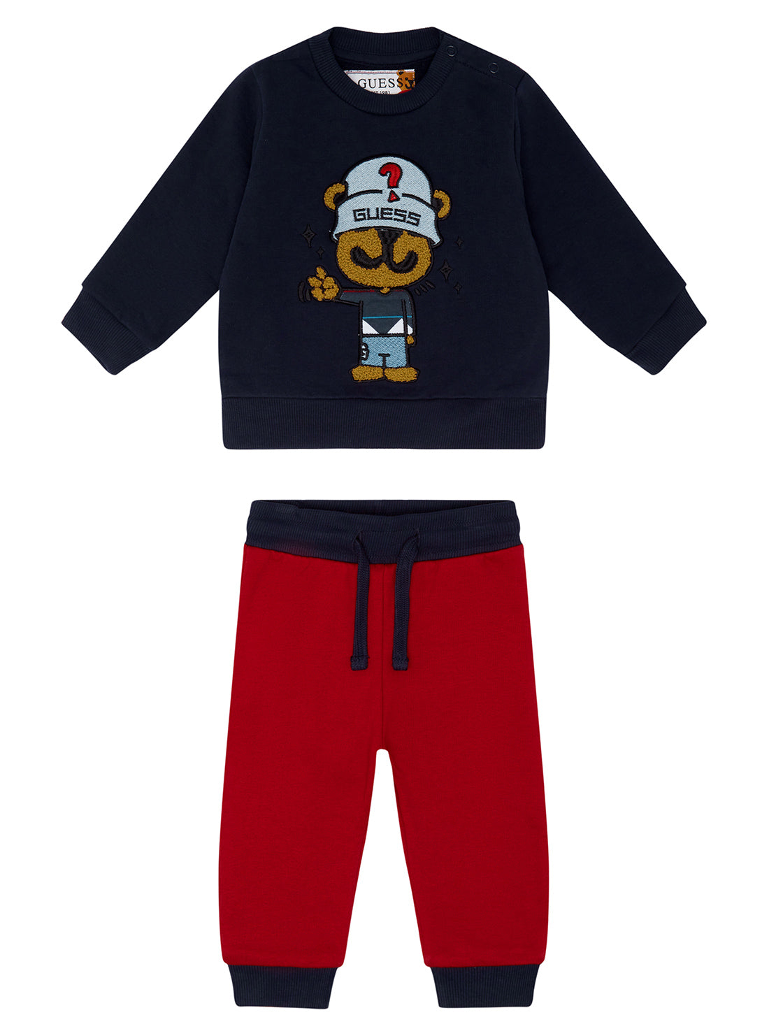 GUESS Blue Red Active Top and Pants Set (0-24M) front view