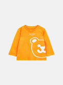 Orange Bear Print Long Sleeve Top (3-18M) | GUESS Kids | front view