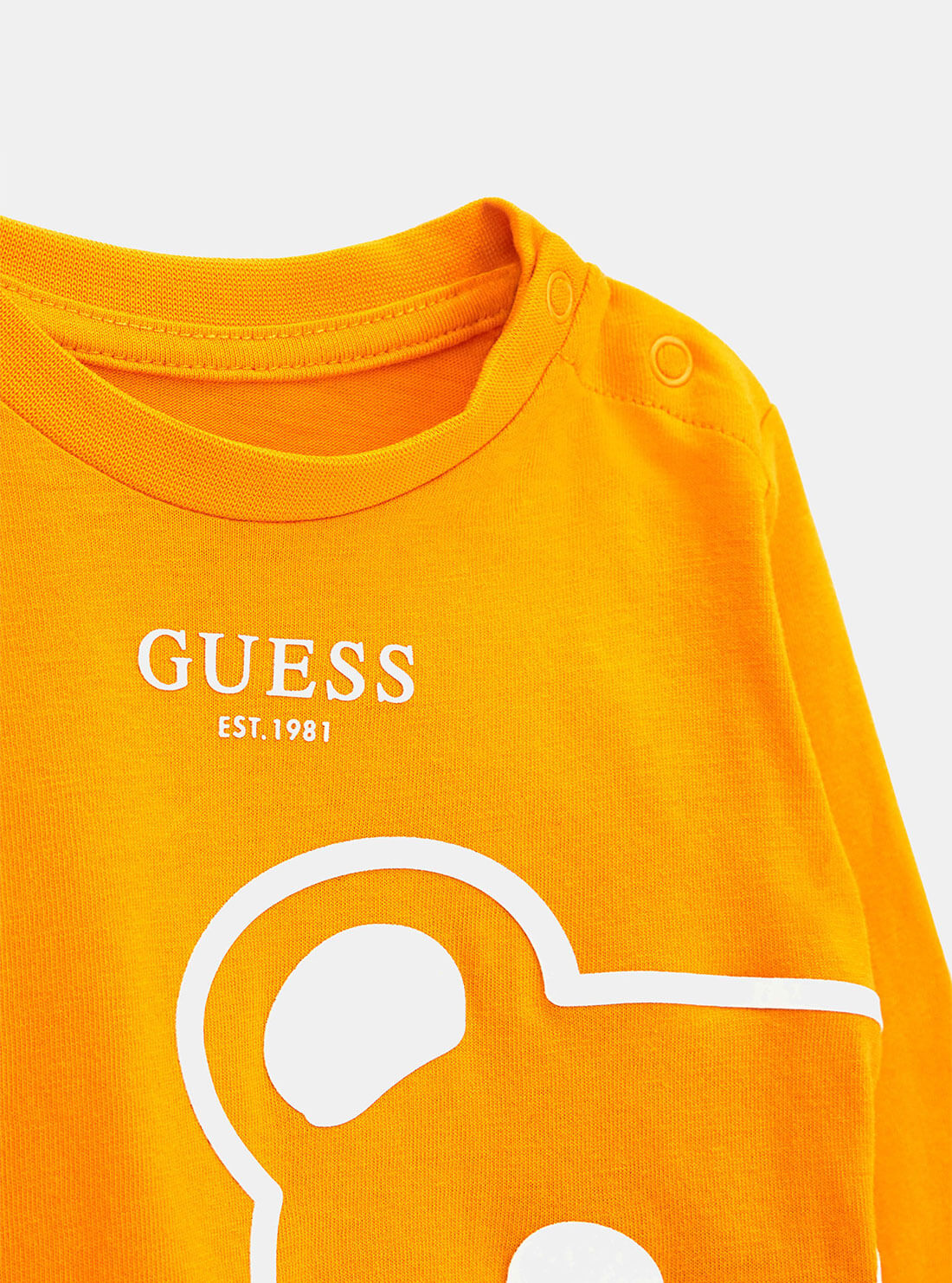 Orange Bear Print Long Sleeve Top (3-18M) | GUESS Kids | detailed view