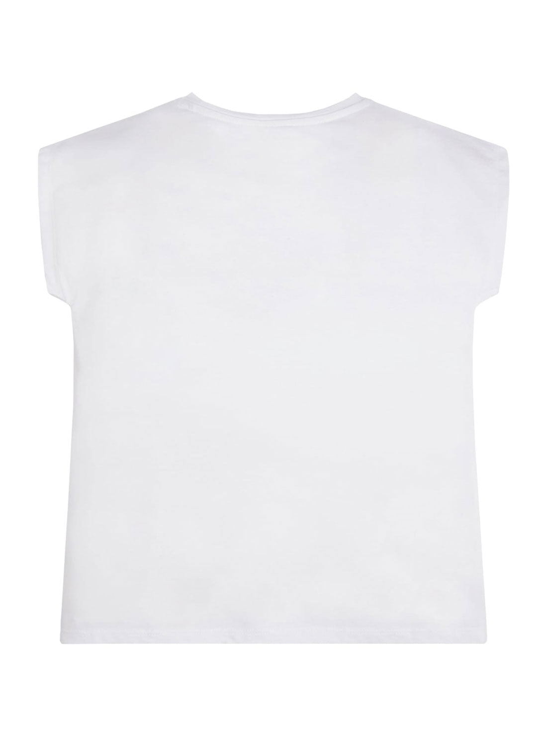 Eco Sequin Triangle Logo Girl's White T-Shirt (7-16) back view