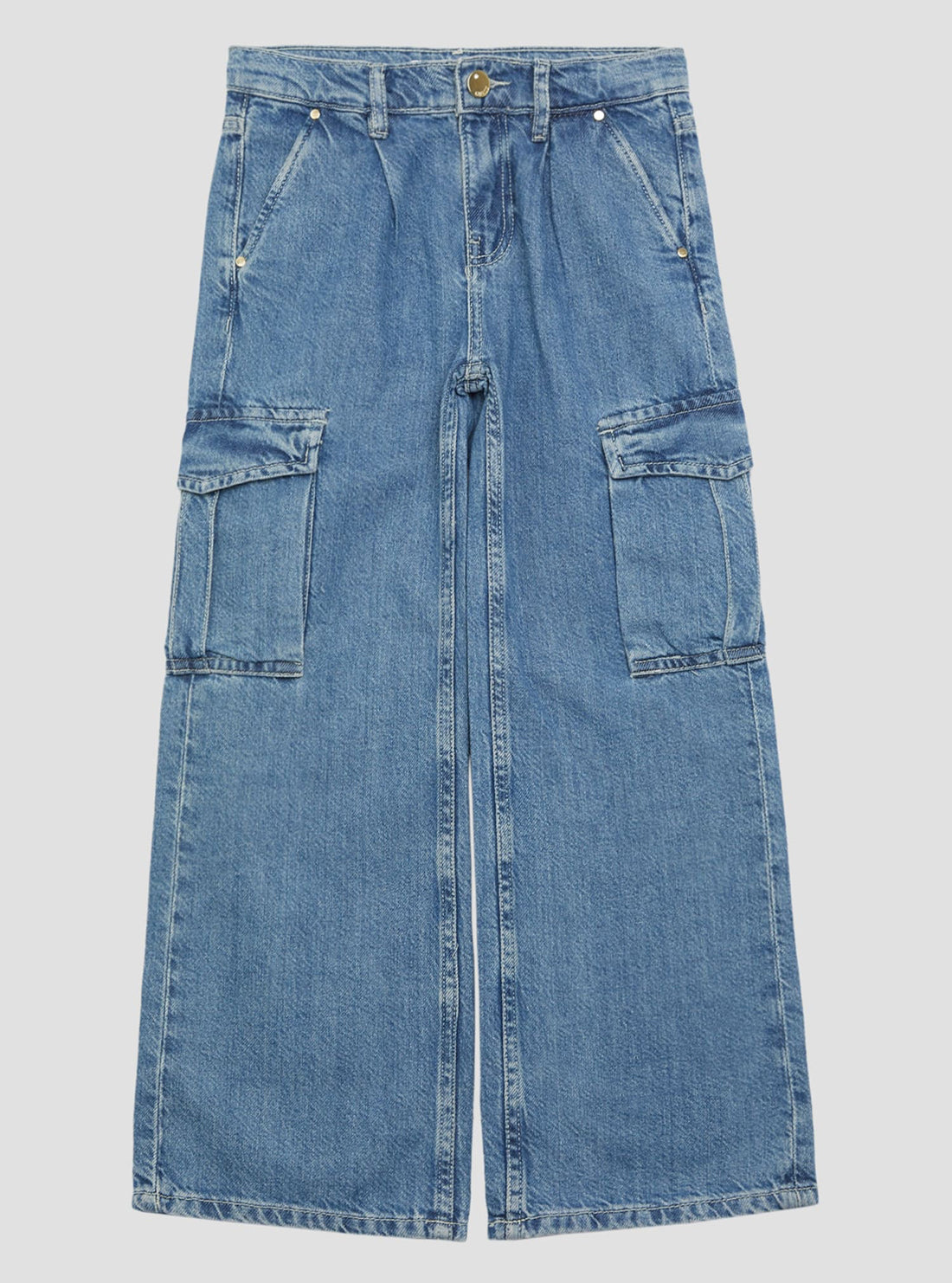 GUESS Blue Denim Cargo Pants (7-16) front view