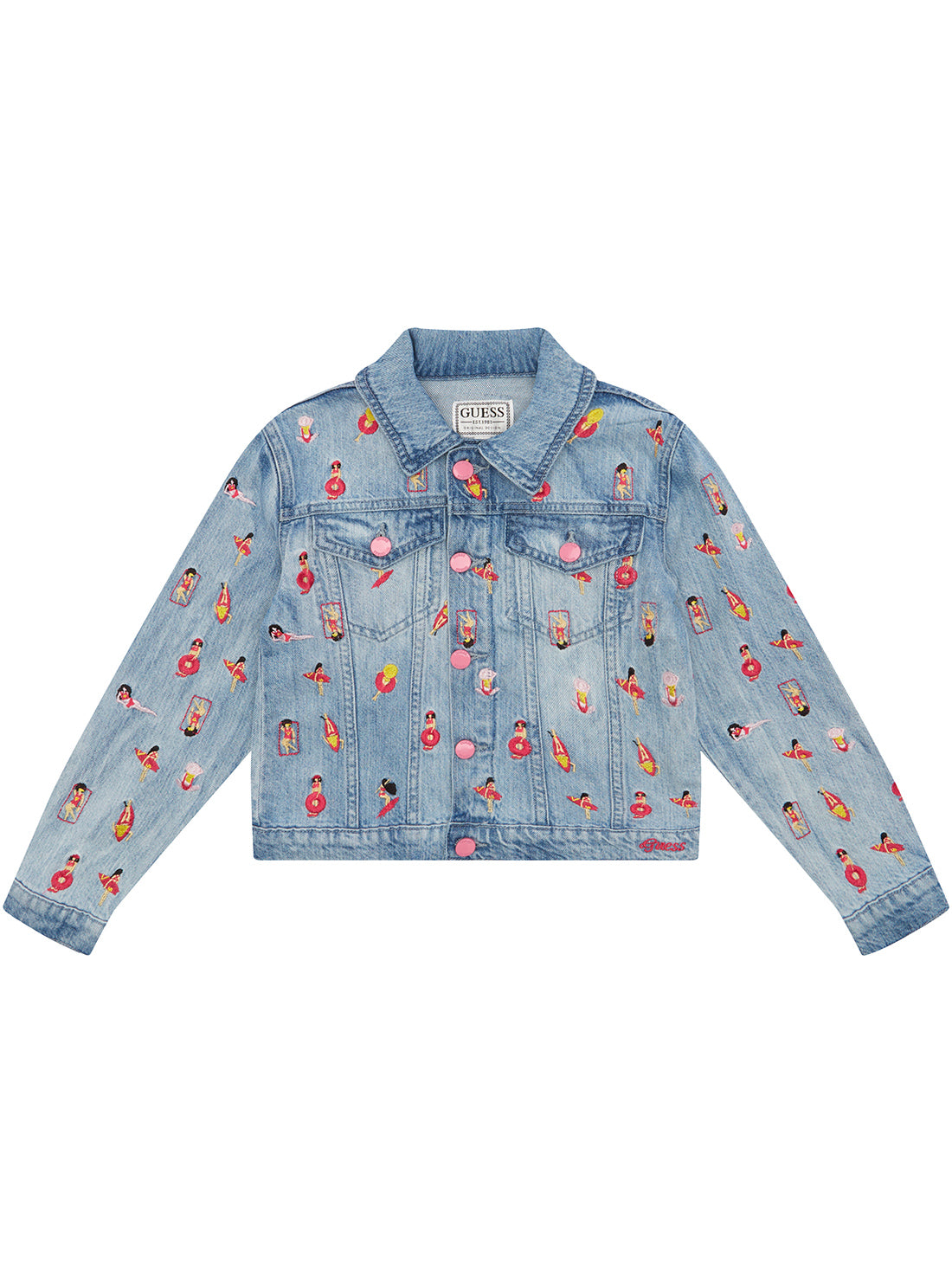 Blue Denim Surf Girl Embroidered Jacket