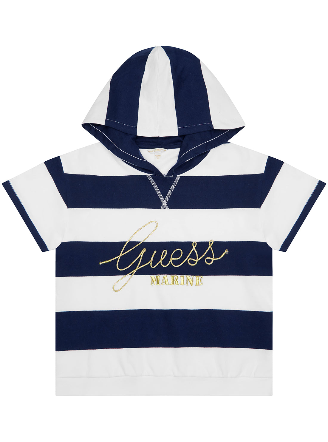 Navy Stripes Hooded Short Sleeve Top (7-16)