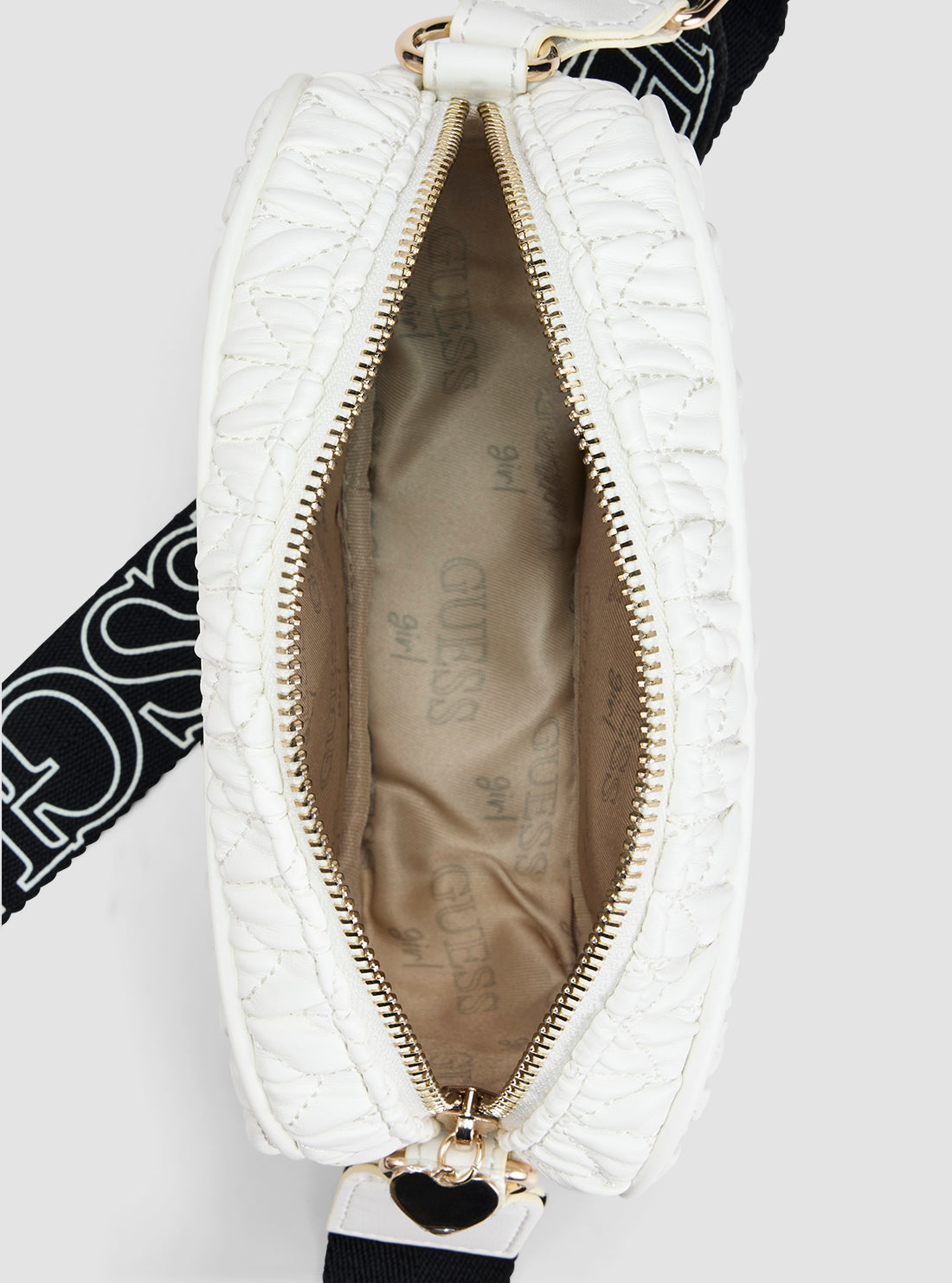 GUESS Kids White Quilted Camera Bag J5YZ08WHEG0 Inside View