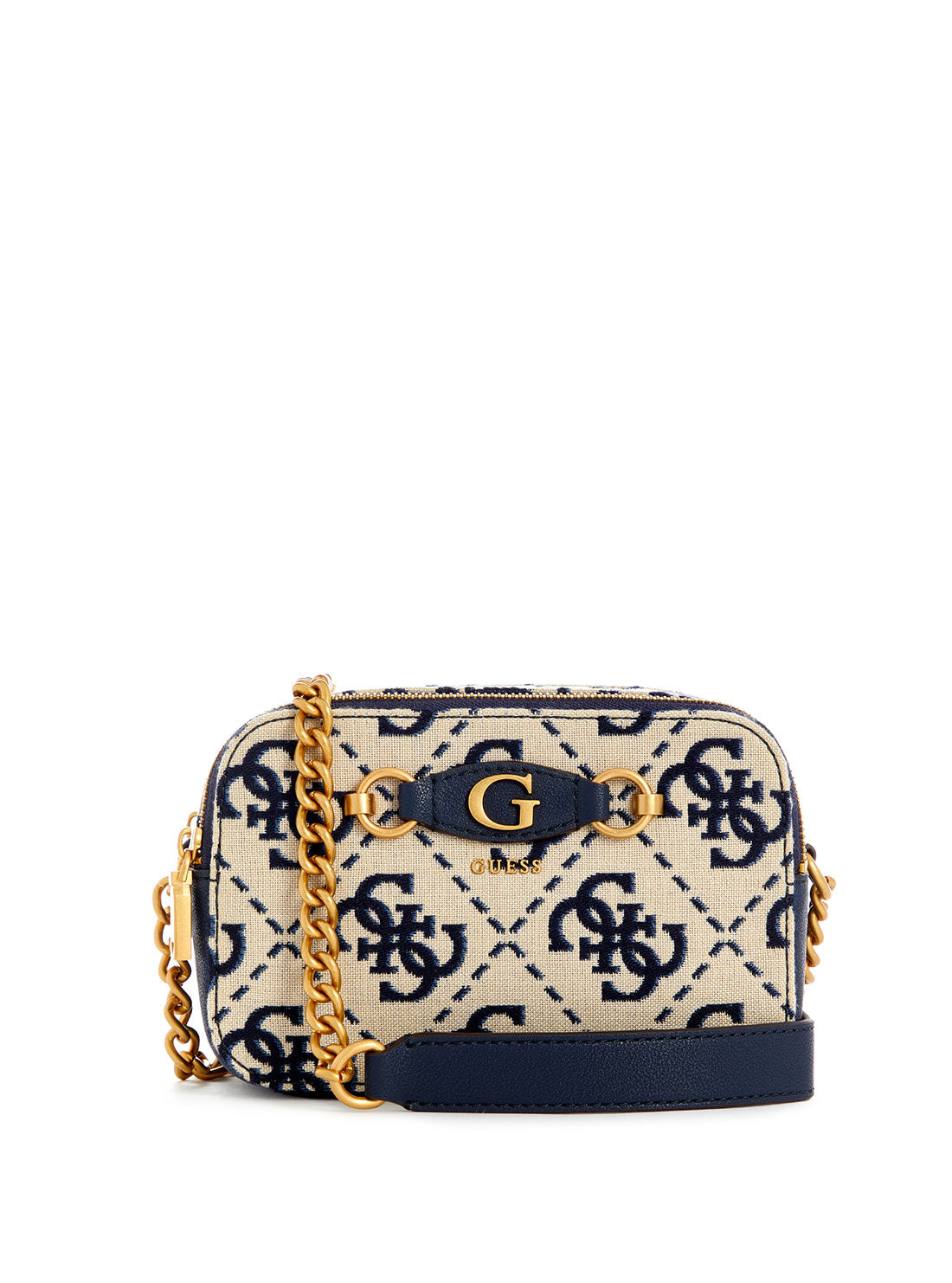 GUESS Blue Navy Logo Izzy Camera Bag front view