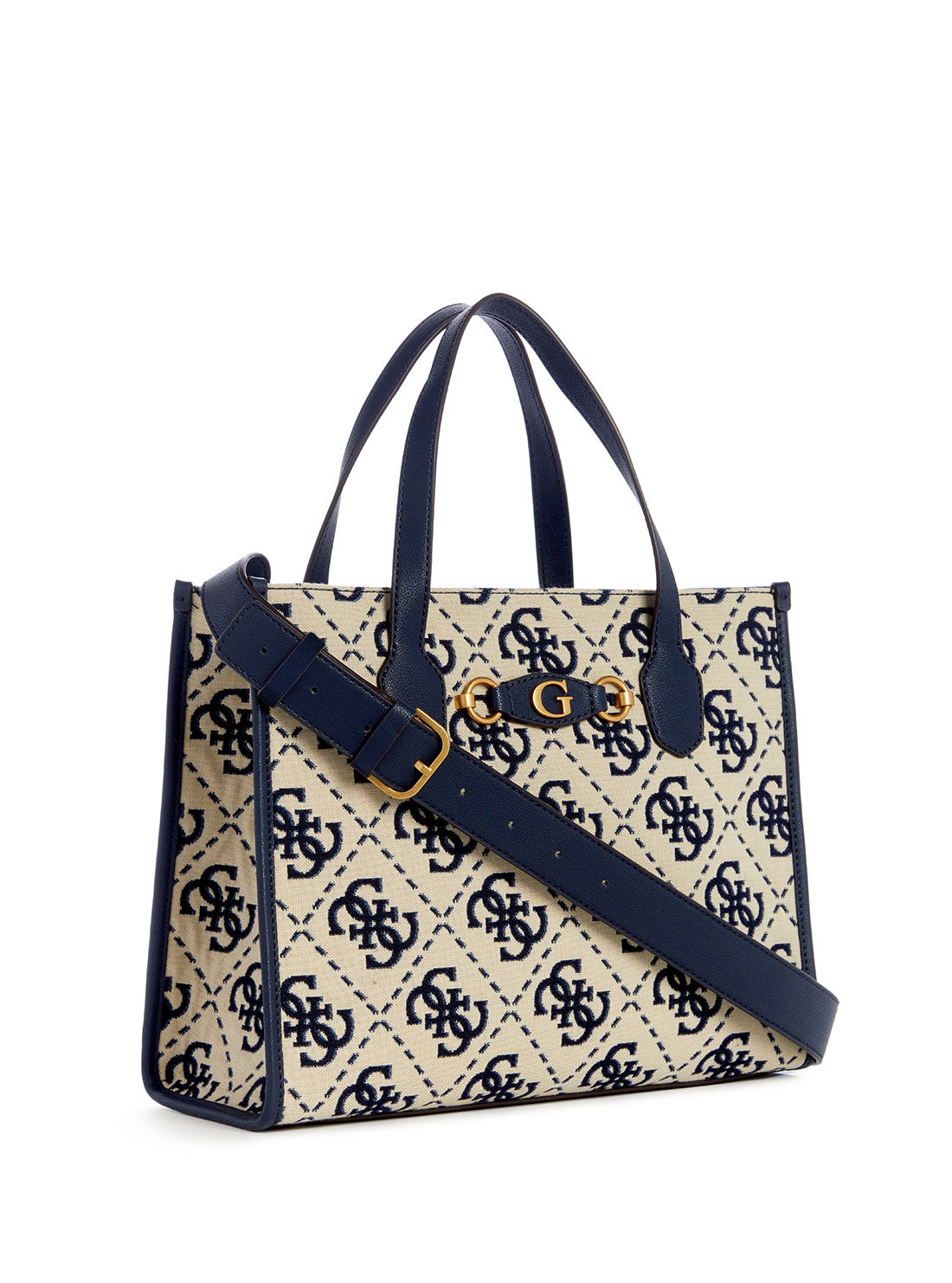 GUESS Blue Logo Izzy Compartment Tote Bag side view