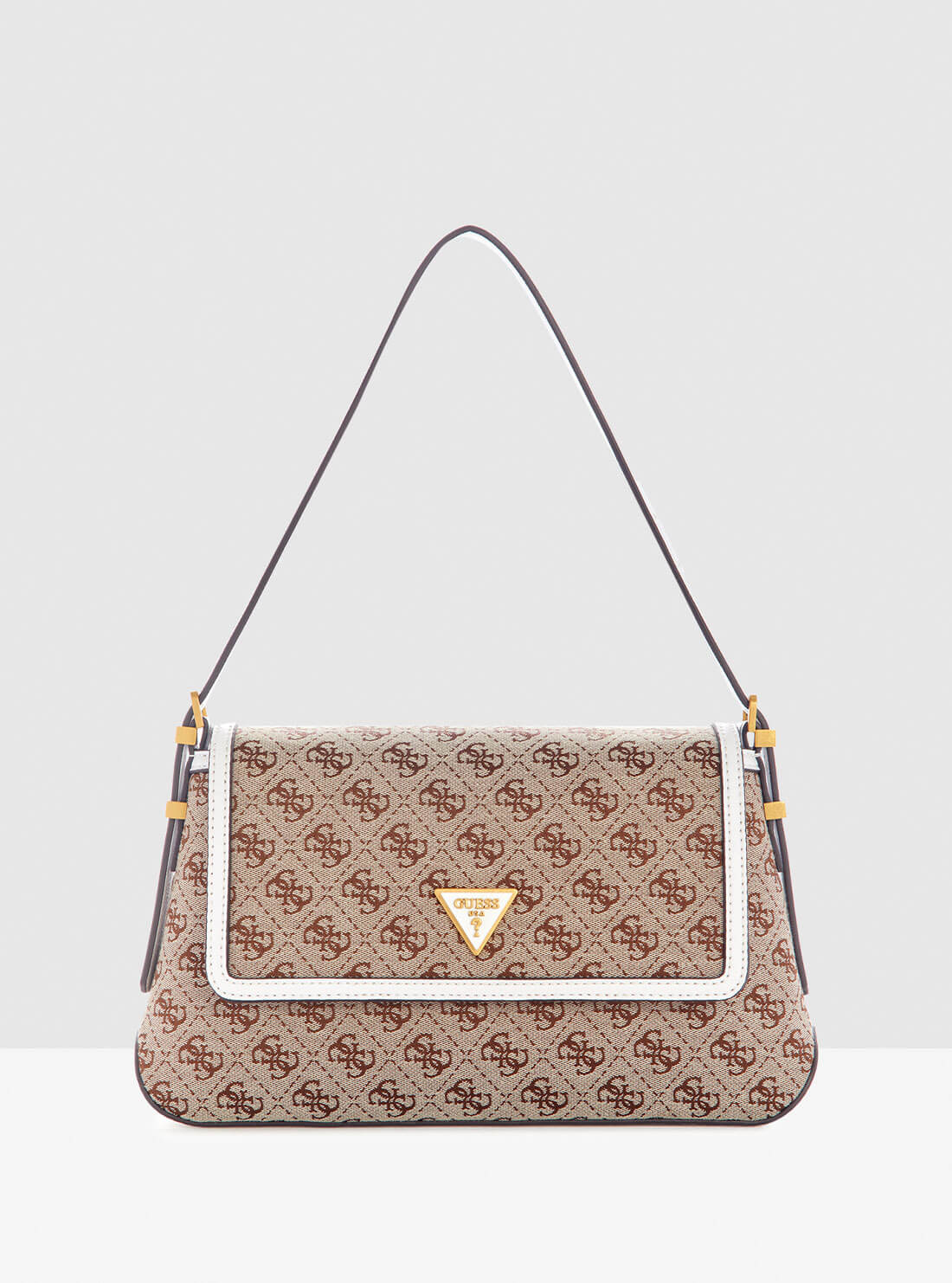 Beige Desideria Logo Shoulder Bag | GUESS Women's Handbags | front view