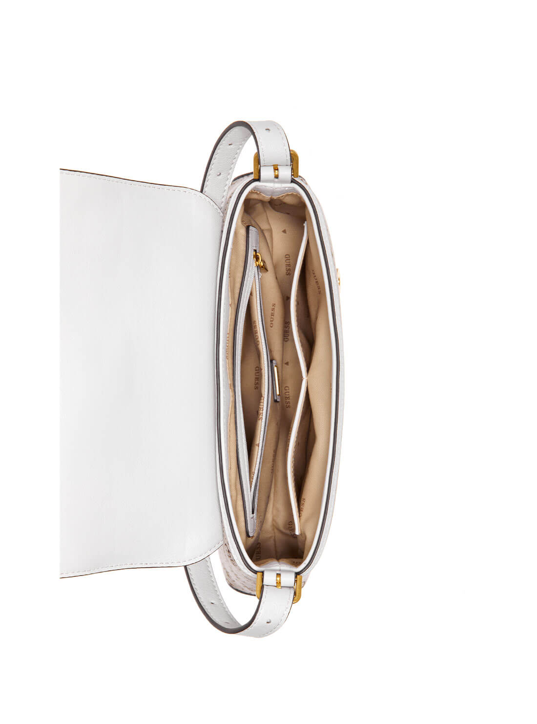 Beige Desideria Logo Shoulder Bag | GUESS Women's Handbags | inside view