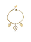 Gold Love Me Tender White Heart Bracelet | GUESS Women's Jewellery | front view