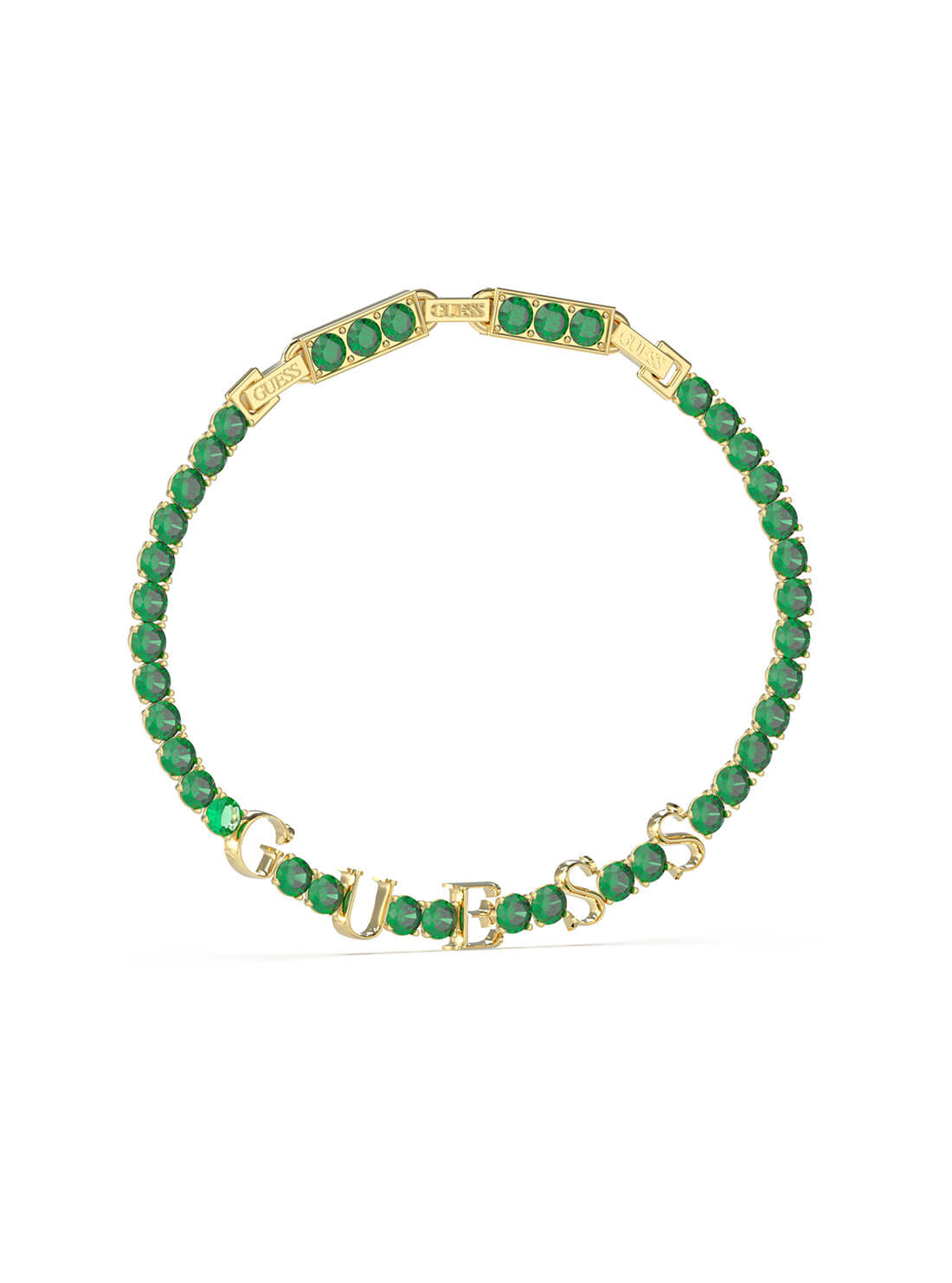 Emerald Green Arm Party Logo Tennis Bracelet | GUESS Women's Jewellery | front view