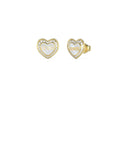 Gold Amami MOP Heart Stud Earrings | GUESS Women's Jewellery | Front view