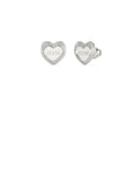 Silver Amami Crystal Heart Logo Stud Earrings | GUESS Women's Jewellery | front view