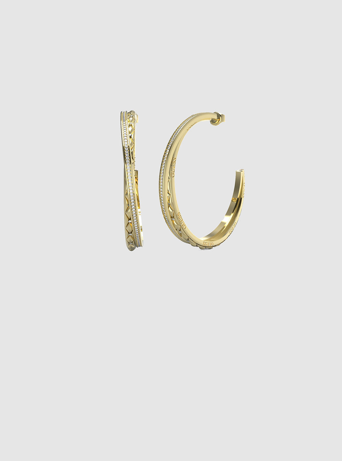 Gold Matelasse Pave Hoops