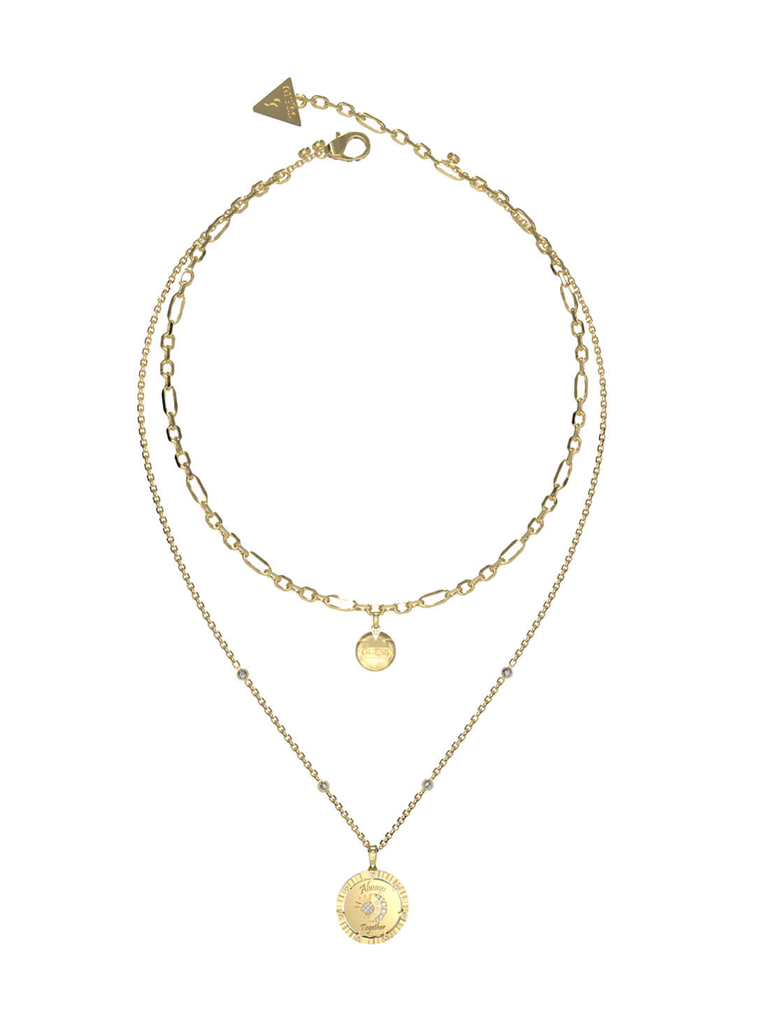 Gold All Of Us Moon Double Necklace  | GUESS Women's Jewellery | front view