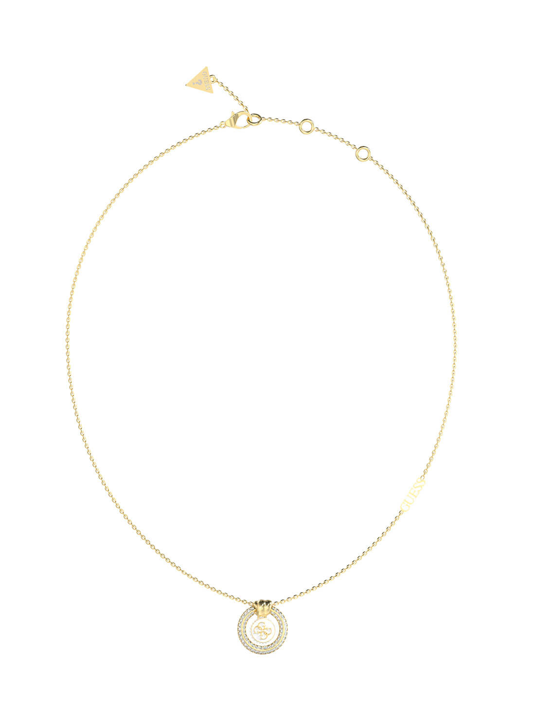 Gold Knot You White Crystal Necklace | GUESS Women's Jewellery | front view