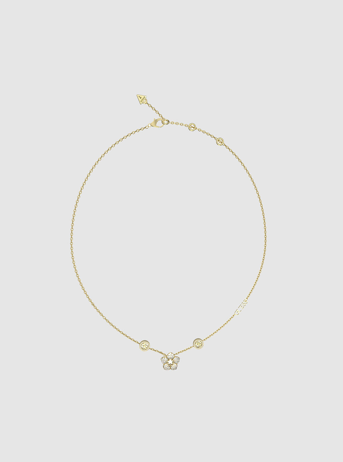 Gold 4G Logo & Pave Flower Necklace