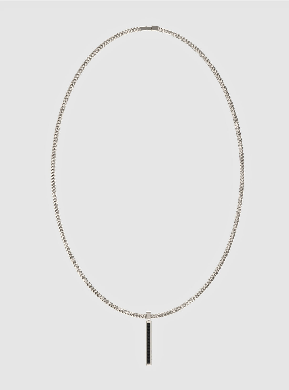 GUESS Accessories Silver Black Crystal Plate Necklace JUMN05098JW Front View