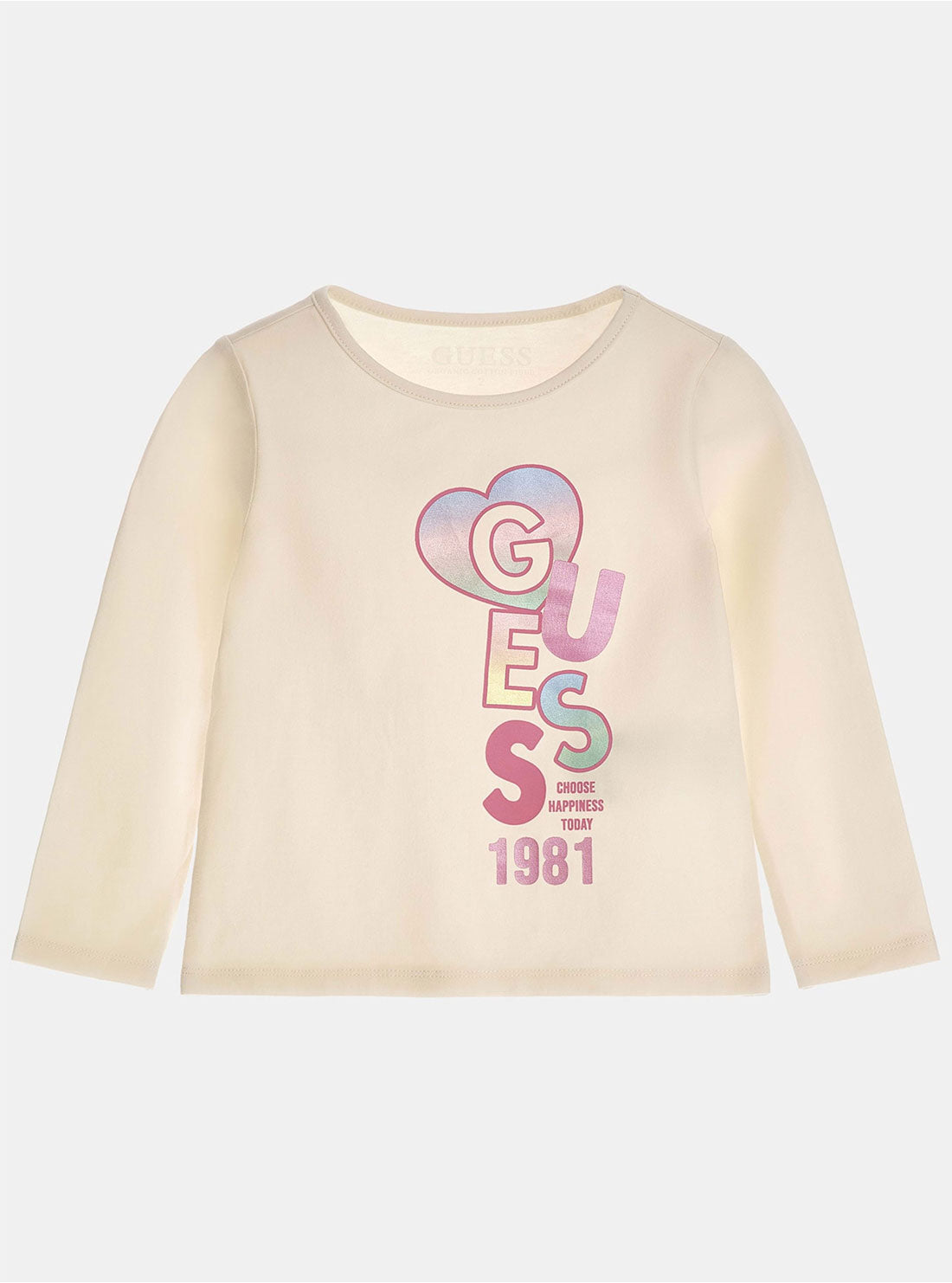 GUESS Beige Long Sleeve T-Shirt (2-7) front view