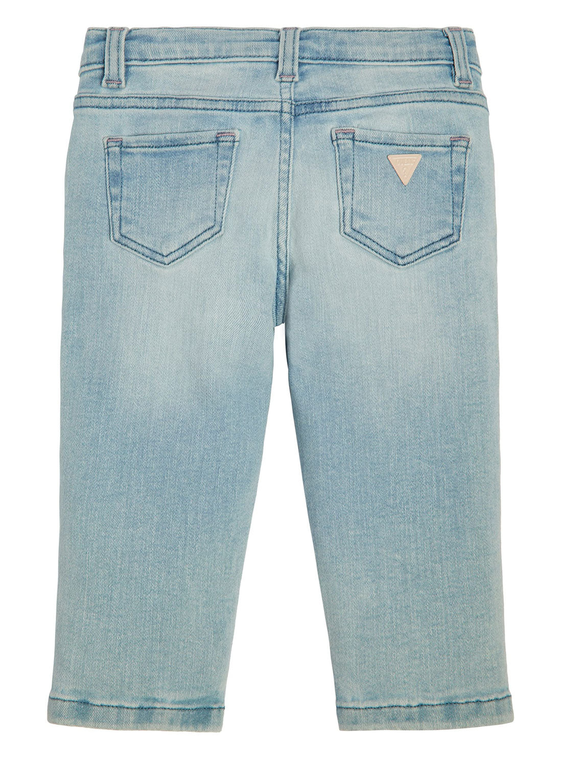 Light Denim Blue Logo Embroidered Straight Jeans | GUESS Kids | Back view