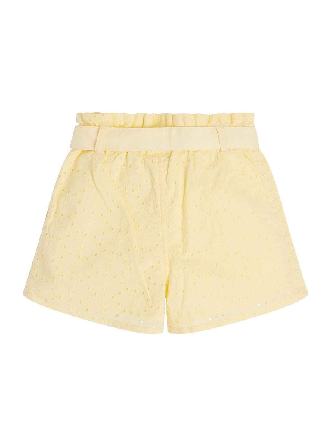 Yellow Sangallo Embroidered Shorts | GUESS Kids | Back view