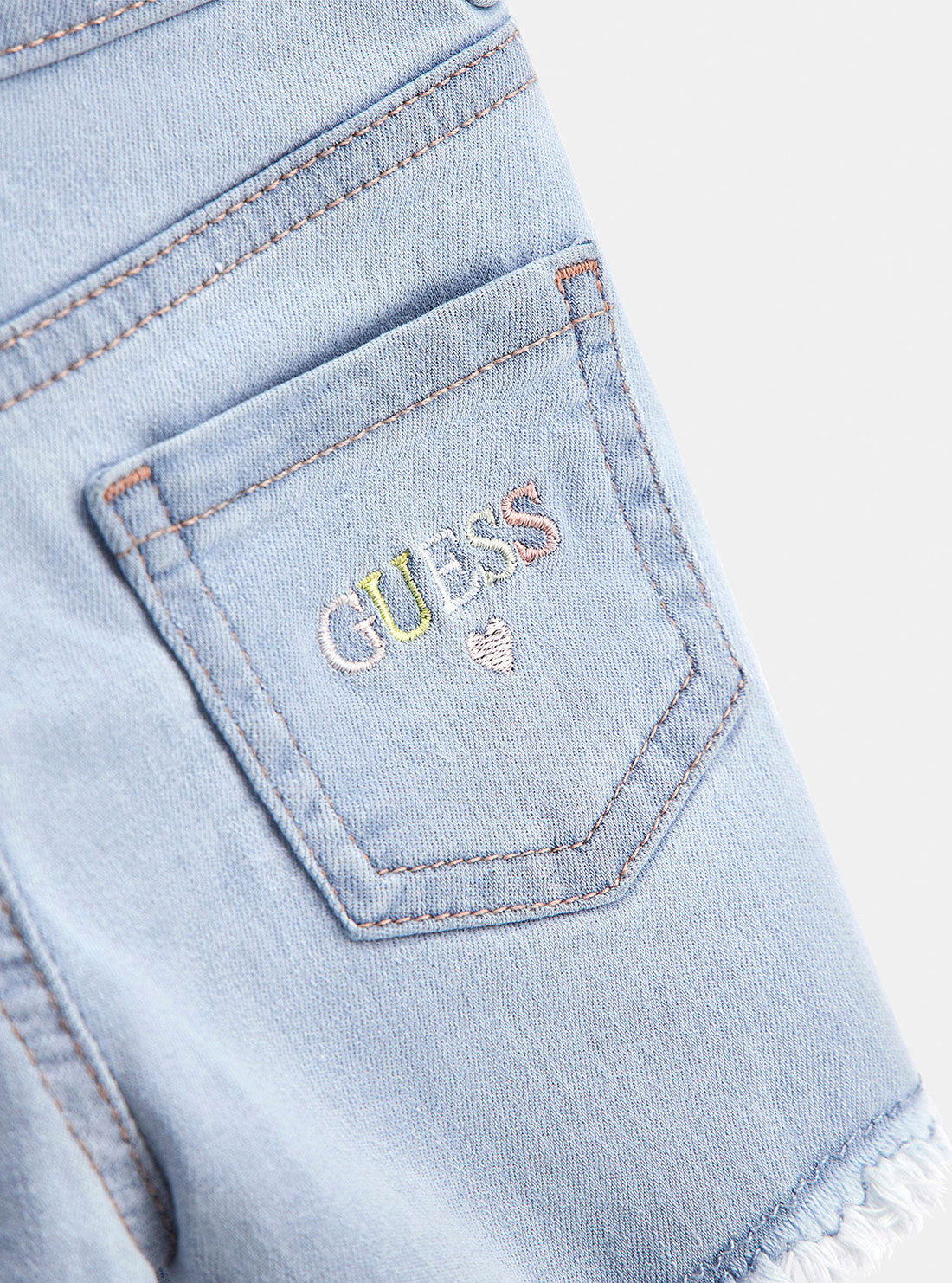 Blue Letter Denim Shorts | GUESS Kids | Back detail view
