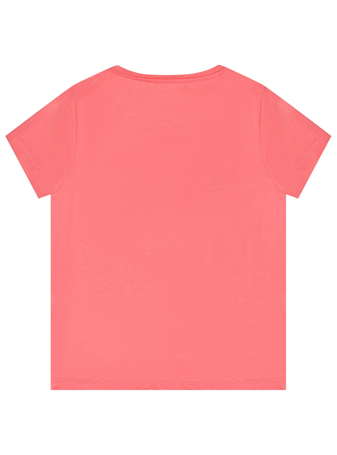 Girl's Coral Pink Glitter Logo T-Shirt back view