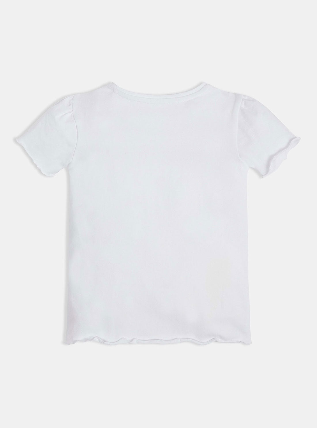 White Layered Triangle Logo T-Shirt | GUESS Kids | Back view
