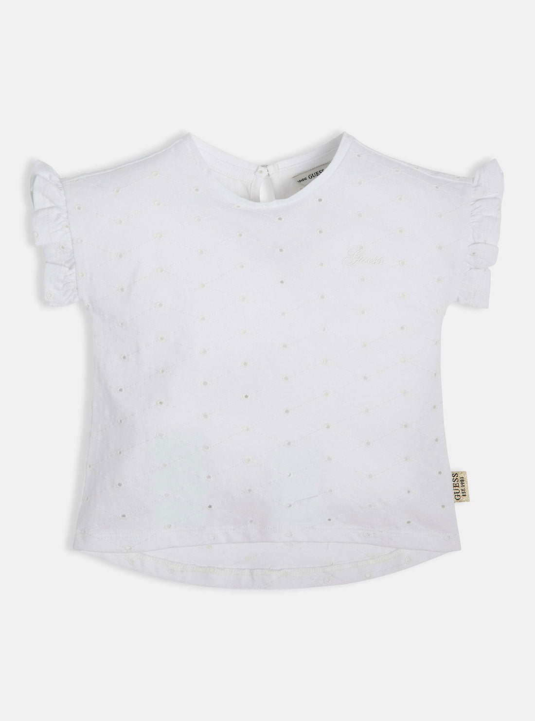 White Sangallo Embroidered Top | GUESS Kids | Front view