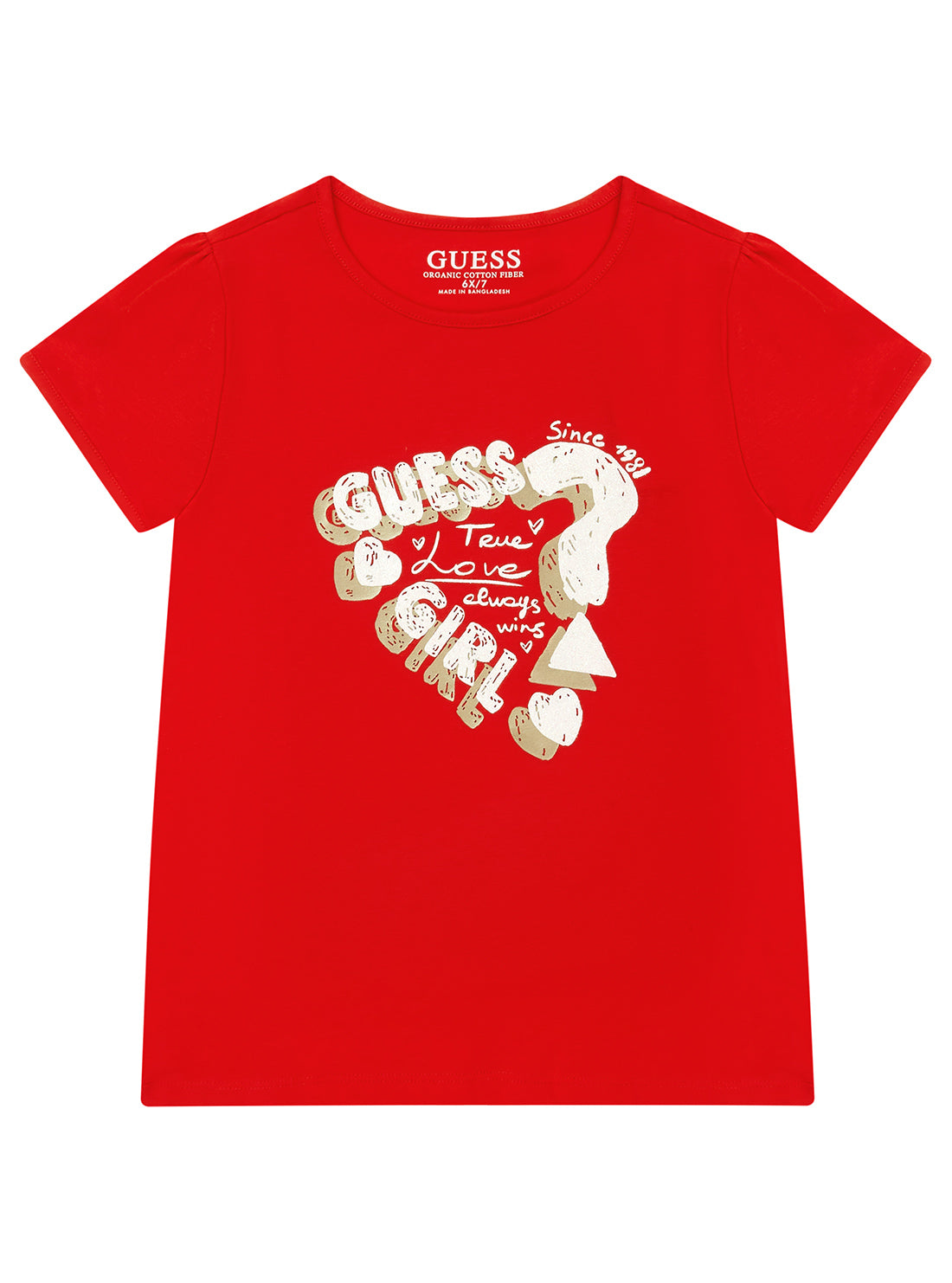 Fire Red Guess Girl Logo T-Shirt (2-7)