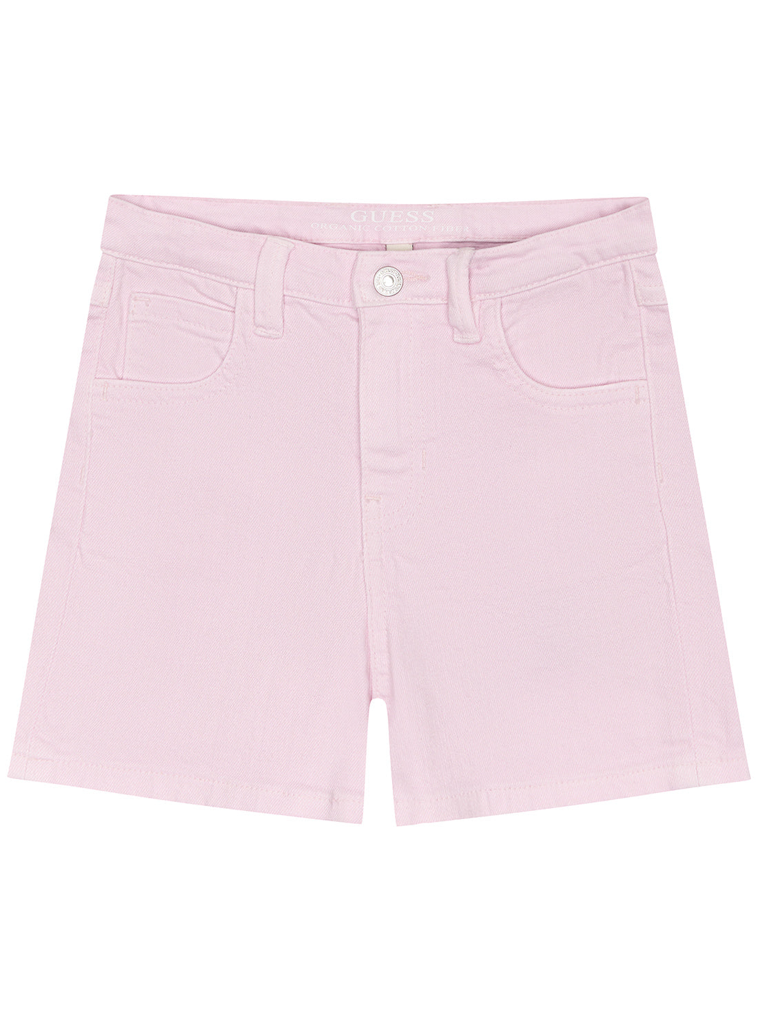 Pink Bull Denim Shorts (2-7) | GUESS Kids | front view
