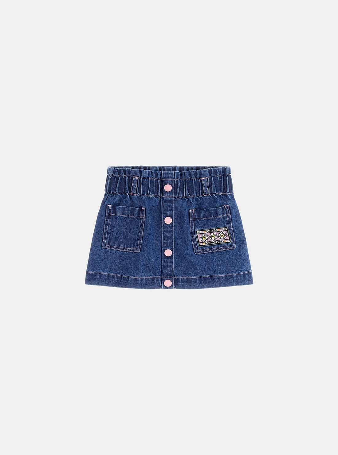Blue Denim Flower Mini Skirt (2-7) | GUESS Kids | front view
