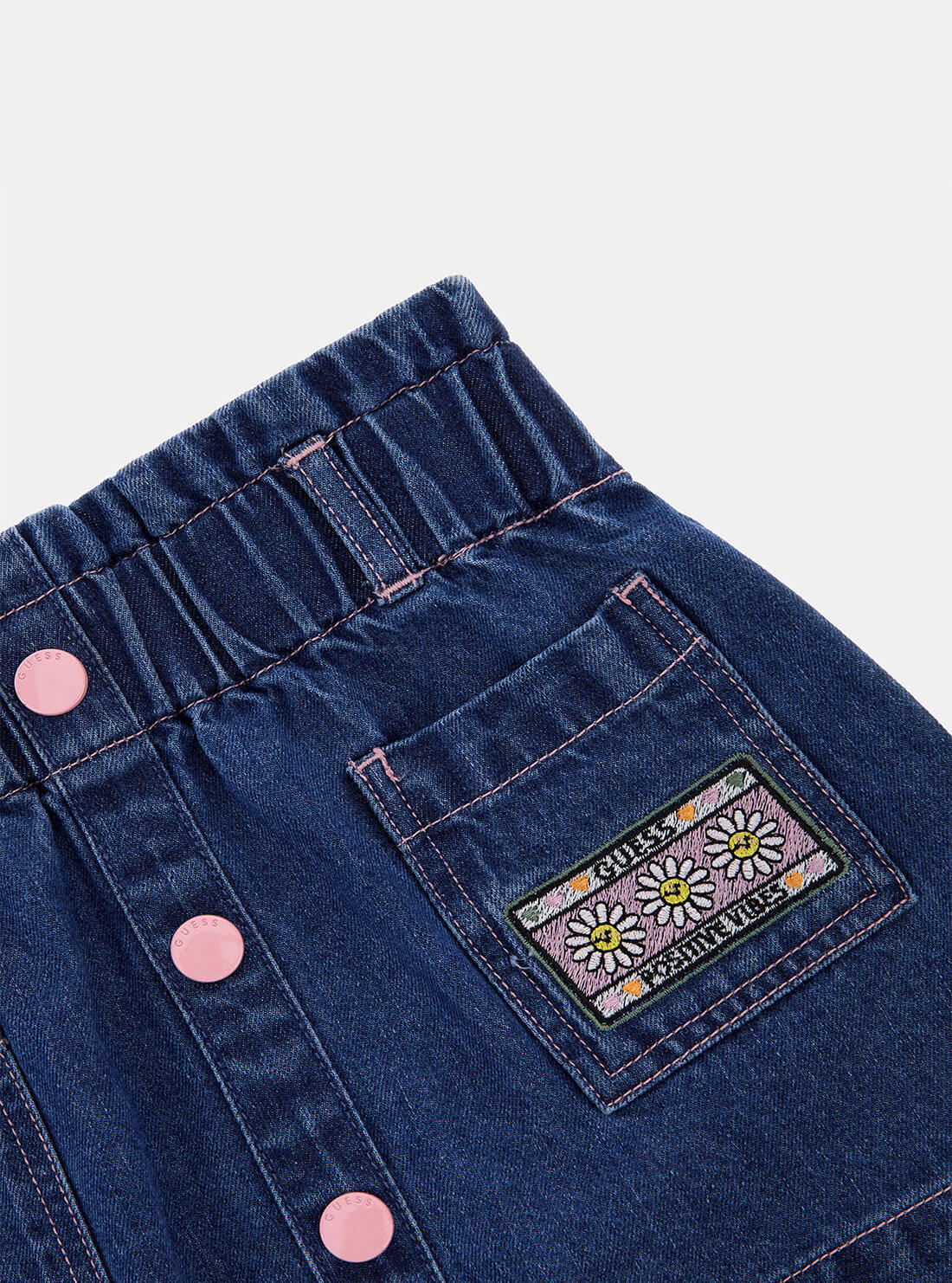 Blue Denim Flower Mini Skirt (2-7) | GUESS Kids | detail view