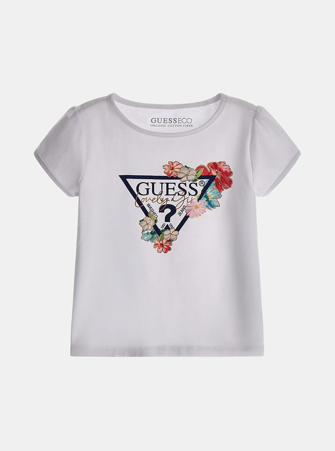 GUESS White Short Sleeve T-Shirt (2-7) front view