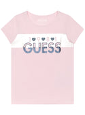 GUESS Ballet Pink Short Sleeve T-Shirt (2-7) front view