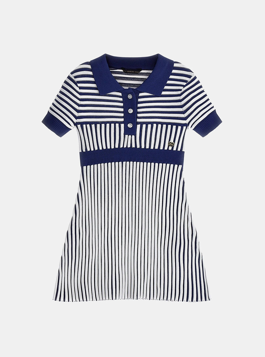 GUESS Navy Stripe Short Sleeve Sweater Dress (2-7) front view