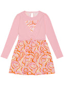 Pink and Orange Long Sleeve Heart Dress (2-7) | GUESS Kids | front view