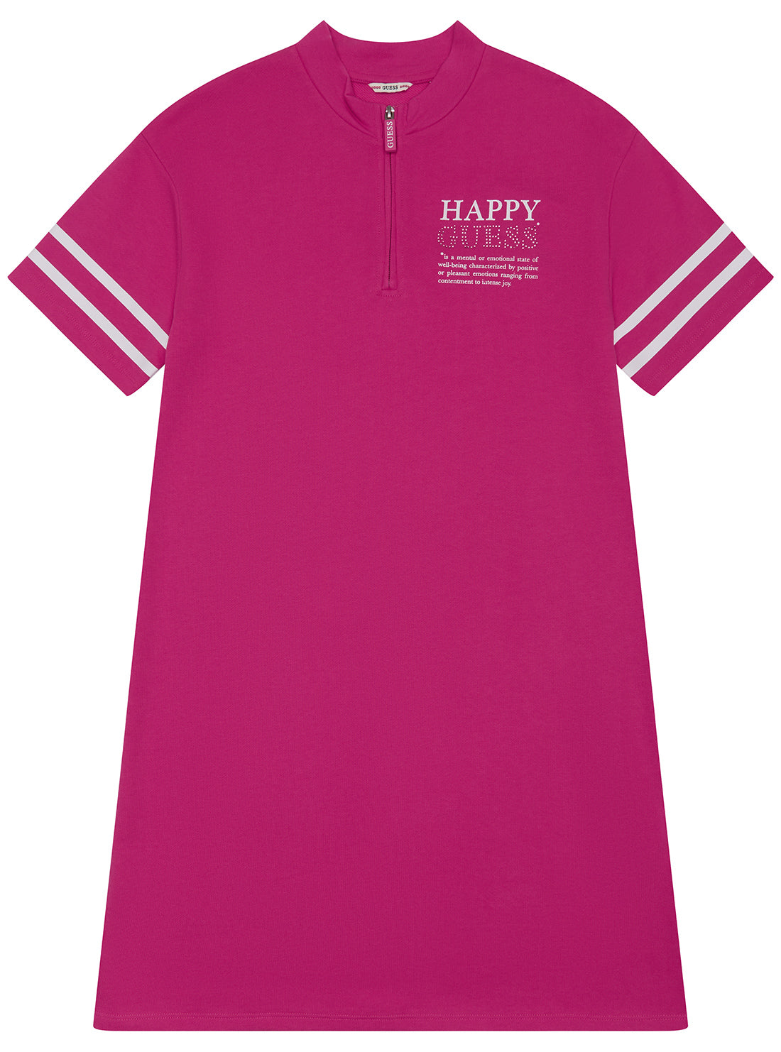 GUESS Bright Pink French Terry Short Sleeve Dress (2-7) front view