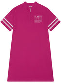 GUESS Bright Pink French Terry Short Sleeve Dress (2-7) front view