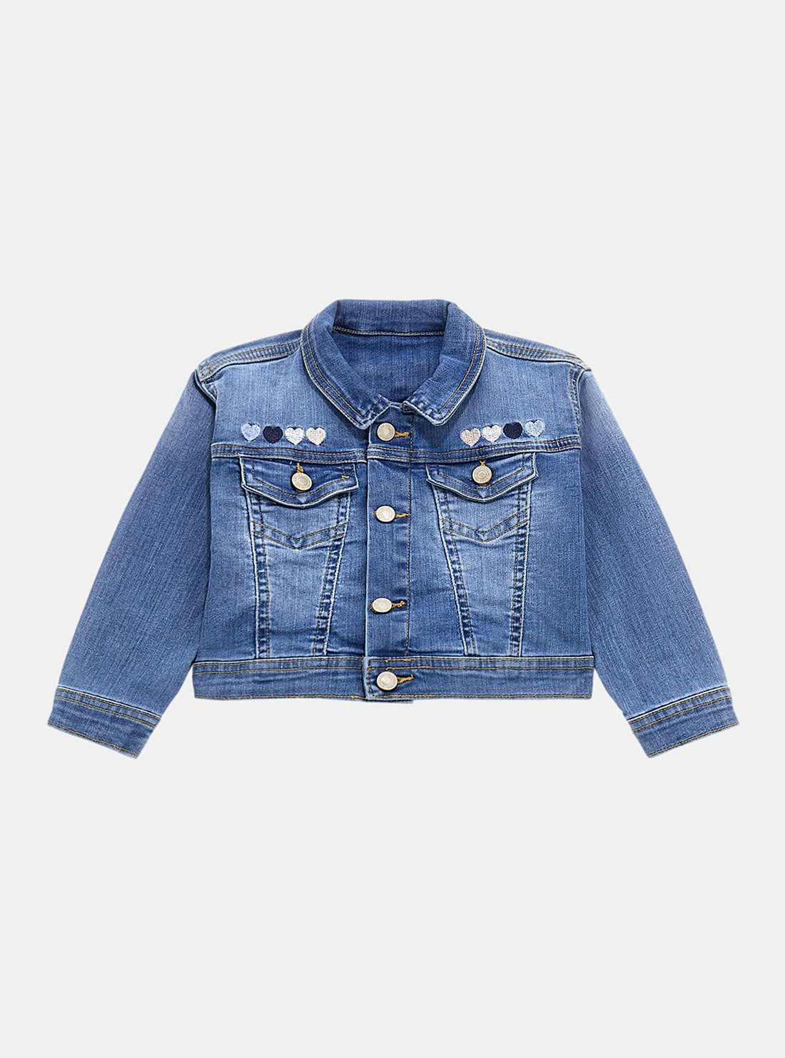 GUESS Blue Stretch Denim Jacket (2-7) front view