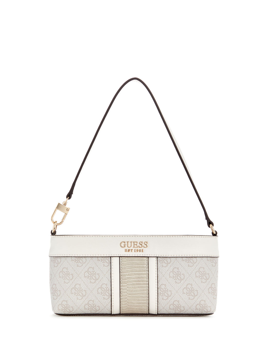 GUESS White Logo Cristiana Mini Shoulder Bag front view