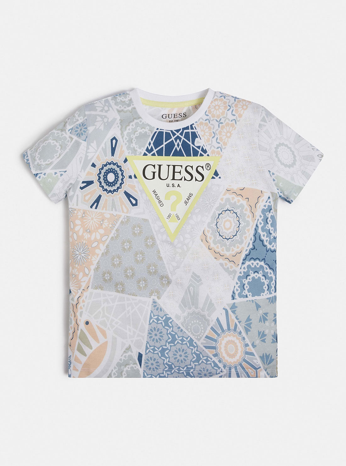 Boy's Blue Tile Print T-Shirt front view