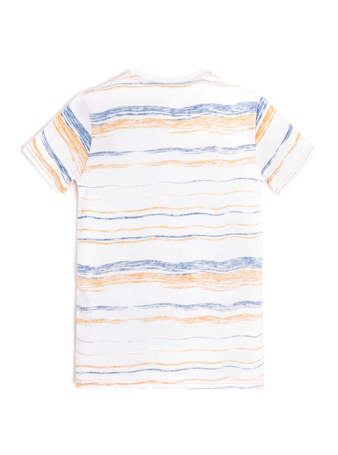 Boy's Eco Orange Stripe White V-neck T-Shirt back view