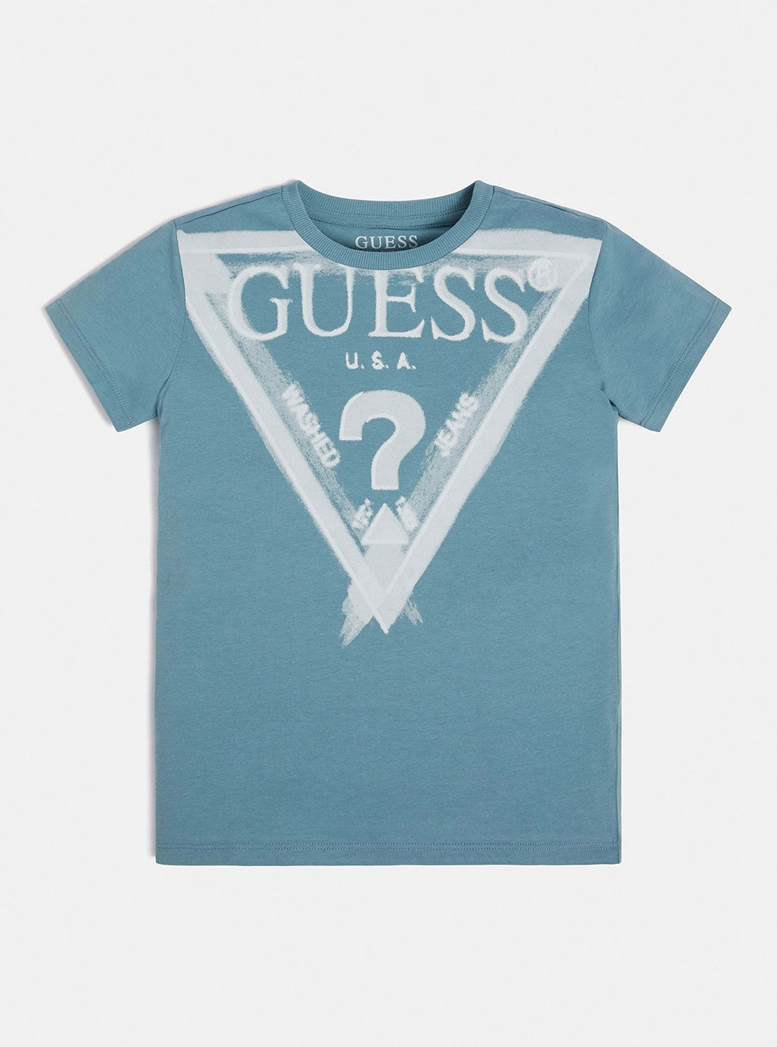 Blue Painted Triangle Logo T-Shirt | GUESS Kids | Front view