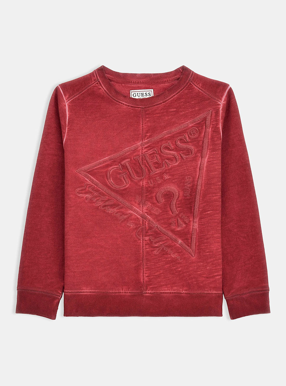 Red Embroidered Logo Jumper | GUESS Kids | Front view