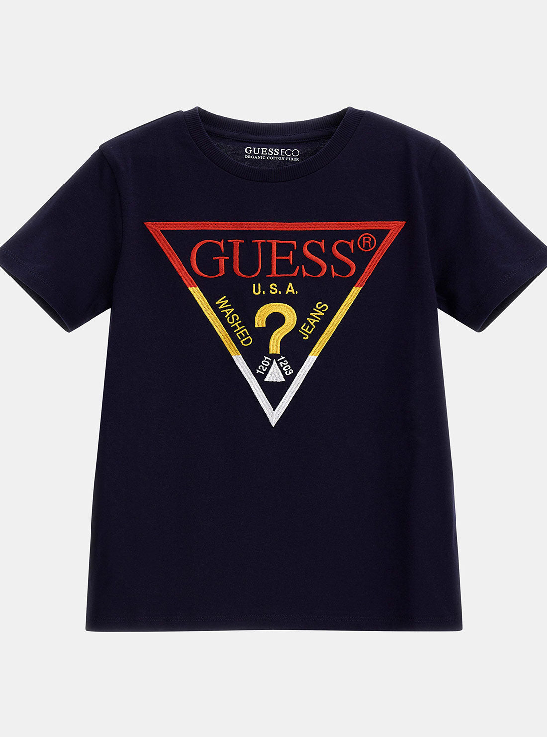 GUESS Navy Logo Short Sleeve T-Shirt (8-16) front view