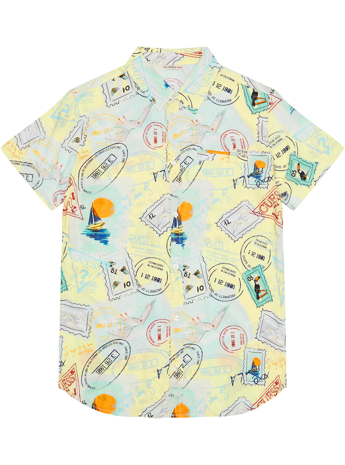 Yellow Post Stamps Short Sleeve Shirt (7-16)