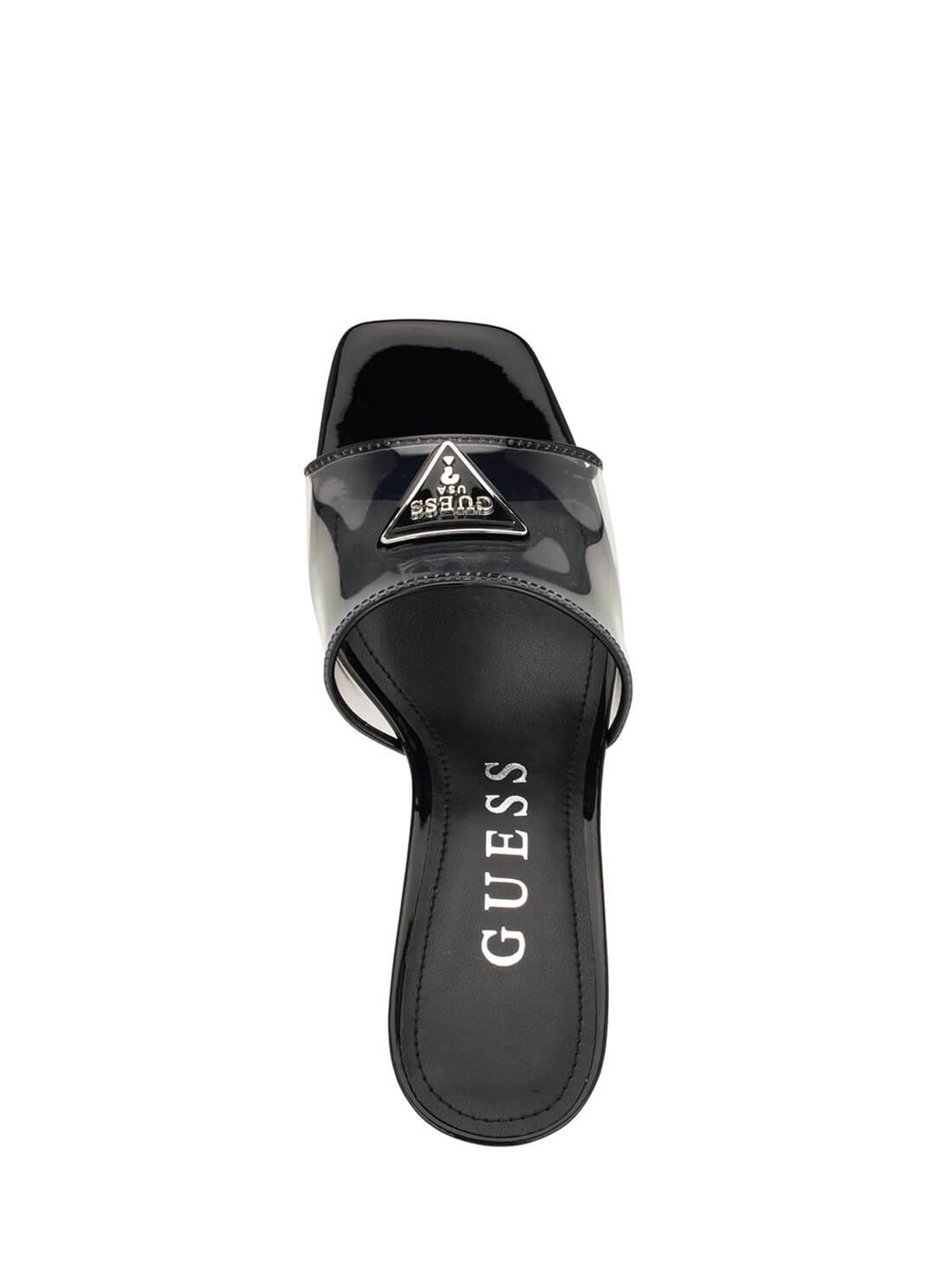 Black Lusie Clear Kitten Heels | GUESS Women's Footwear | top view