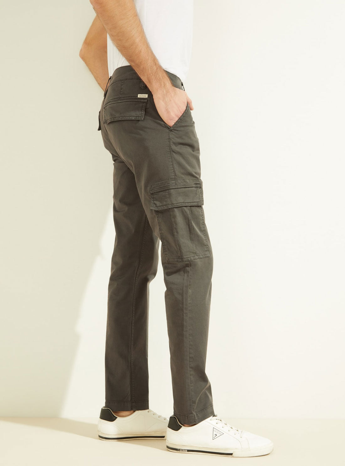 Green Mid-Rise Straight-Leg Lonta Cargo Pants | GUESS Men's Apparel | side view