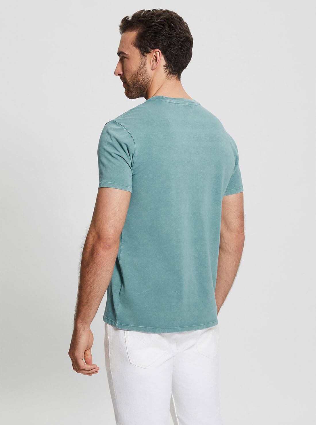Teal Blue Eli Washed T-Shirt | GUESS Men's Apparel | back view
