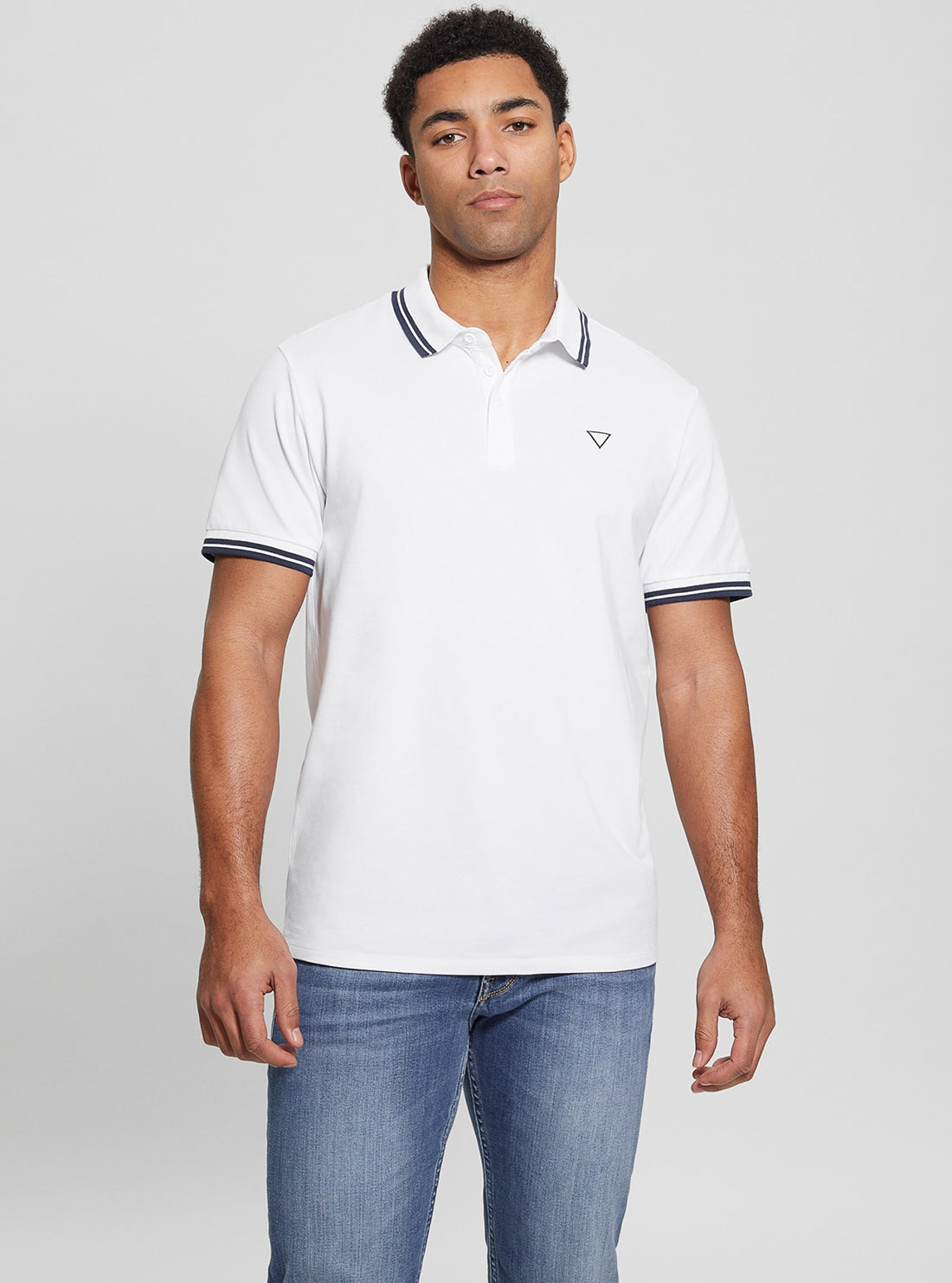 White Pique Triangle Polo T-Shirt